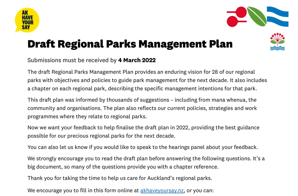 Regional Parks Management Plan (March 2022)